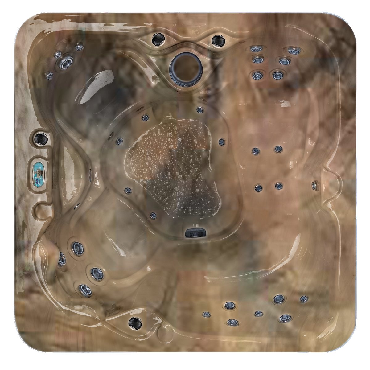 Aqua Nebula hot tub in Tuscan Sun shell color
