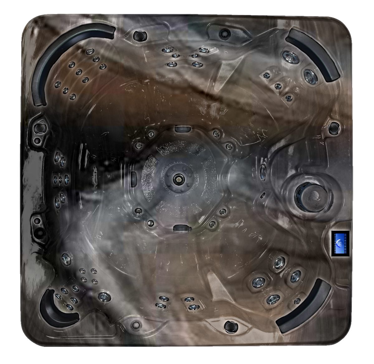 Aqua Solstice hot tub in Midnight Canyon shell color